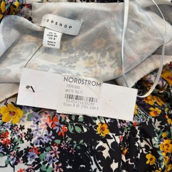 TOPSHOP White Floral Long Sleeve Maxi Dress with Deep-V in the Back – Size 8 - Picture 7 of 9